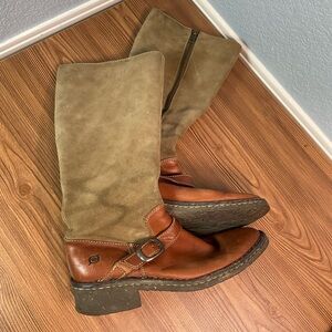 Born Tall Brown Leather Boots Size 7.5 Wide